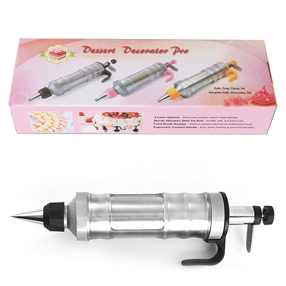 NNEDSZ Black Cream Piping Gun for Cookie Decorating - 6 Nozzle DIY Set for Baking and Cake Decoration