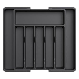 NNEDSZ Black Adjustable Polypropylene Kitchen Drawer Organizer – 8 Compartments, Large Capacity, Easy to Clean