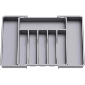 NNEDSZ Grey Adjustable Polypropylene Kitchen Drawer Organizer - 8 Compartments, Large Capacity, Easy to Clean