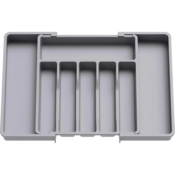 NNEDSZ Grey Adjustable Polypropylene Kitchen Drawer Organizer - 8 Compartments, Large Capacity, Easy to Clean