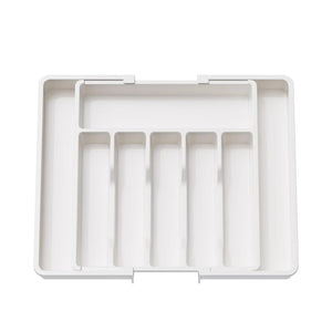 NNEDSZ White Adjustable Polypropylene Kitchen Drawer Organizer - 8 Compartments, Large Capacity, Easy to Clean