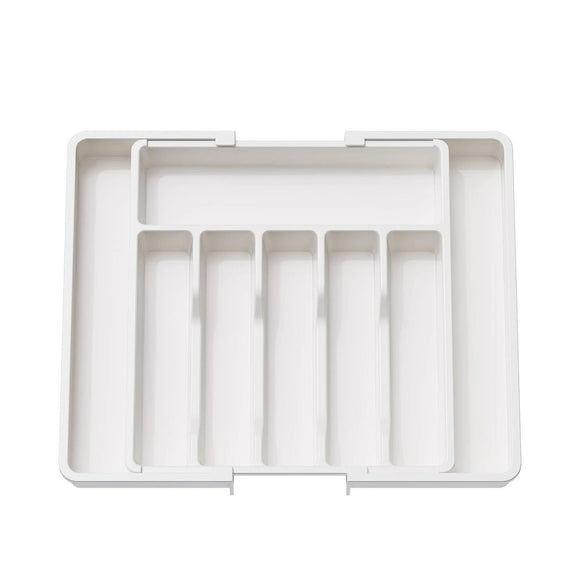NNEDSZ White Adjustable Polypropylene Kitchen Drawer Organizer - 8 Compartments, Large Capacity, Easy to Clean