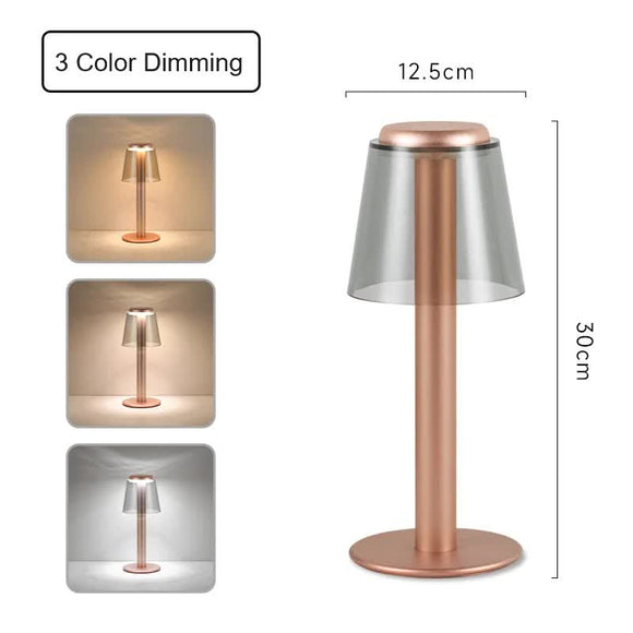 NNEDSZ Gold Stylish Transparent Desk Lamp with Touch Control, LED, Type-C Charging – Simple and Modern Design