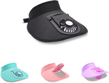 NNEDSZ 2 Pcs Pink UV Protection USB Rechargeable Fan Hat - Adjustable Large Brim Sun Hat with 3-Speed Wind Control
