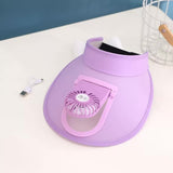 NNEDSZ 2 Pcs Purple UV Protection USB Rechargeable Fan Hat - Adjustable Large Brim Sun Hat with 3-Speed Wind Control