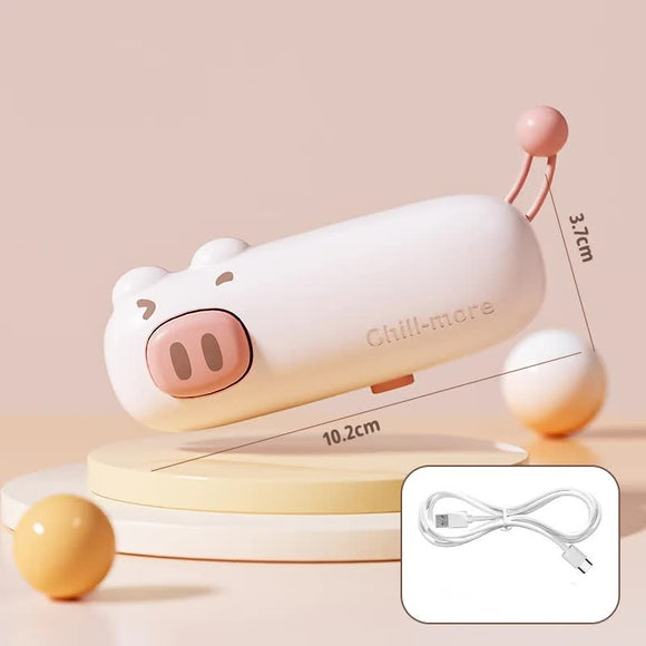 NNEDSZ 2 Pcs Pink Pig Mini Handheld Heat Sealing Machine for Food Bags – Compact, Portable, USB Rechargeable