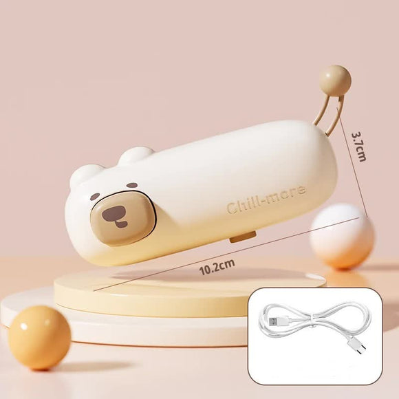 NNEDSZ 2 Pcs Light Brown Bear Mini Handheld Heat Sealing Machine for Food Bags - Compact, Portable, USB Rechargeable
