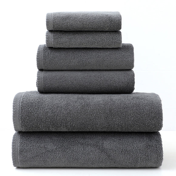 NNEDSZ Grey Premium Cotton Towel Set - 6 Pieces, Soft & Absorbent Bath Towels for Adults