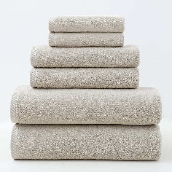 NNEDSZ Beige Premium Cotton Towel Set - 6 Pieces, Soft & Absorbent Bath Towels for Adults