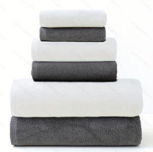 NNEDSZ Gray and White Premium Cotton Towel Set - 6 Pieces, Soft & Absorbent Bath Towels for Adults