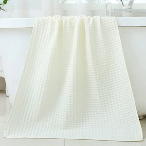 NNEDSZ White  Luxury Cotton Waffle Bath Towel, Soft, Quick-Drying, Water Absorbent, Unisex, for Home Use