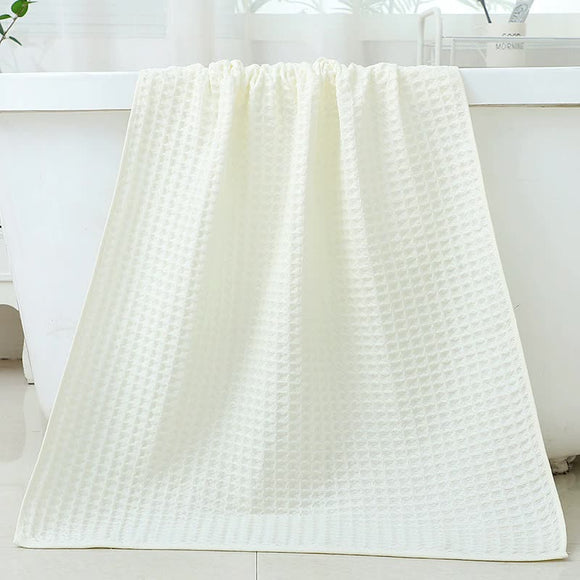 NNEDSZ White  Luxury Cotton Waffle Bath Towel, Soft, Quick-Drying, Water Absorbent, Unisex, for Home Use