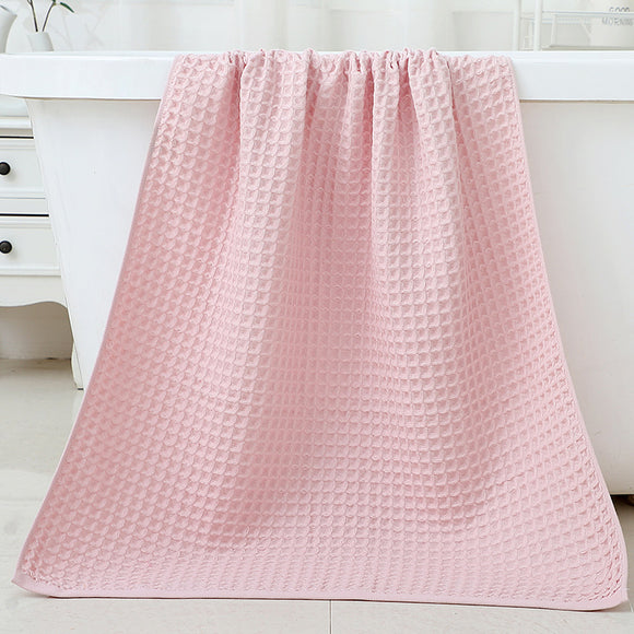 NNEDSZ Pink Luxury Cotton Waffle Bath Towel, Soft, Quick-Drying, Water Absorbent, Unisex, for Home Use