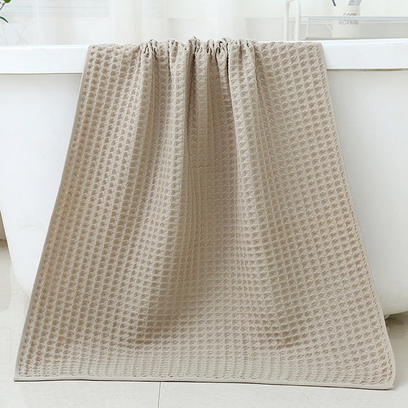 NNEDSZ Light Brown Luxury Cotton Waffle Bath Towel, Soft, Quick-Drying, Water Absorbent, Unisex, for Home Use
