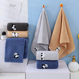 NNEDSZ 2 Pcs Khaki Panda Print Soft Cotton Hand Towel, Super Absorbent Mini Towels, 34x75cm