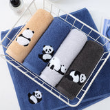 NNEDSZ 2 Pcs Khaki Panda Print Soft Cotton Hand Towel, Super Absorbent Mini Towels, 34x75cm