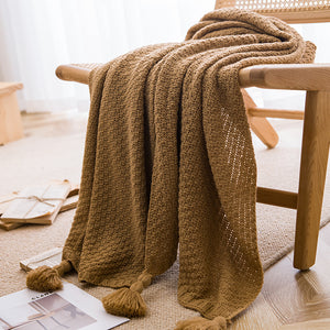 NNEDSZ Brown 110cm x 150cm Soft Tassel Throw Blanket for Sofa or Bed, Cozy  Casual Blanket for Office Nap, Minimalist Bed End Cover