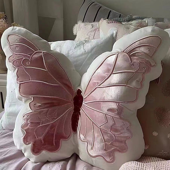 NNEDSZ Pink 30cm Butterfly Shaped Throw Pillow - Soft Decorative Cushion with Embroidered Butterfly Design