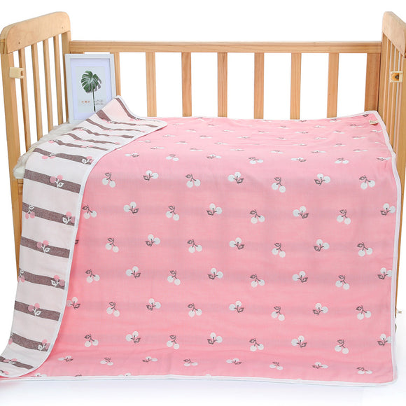 NNEDSZ Pink Cherry, 6-Layer Muslin Baby Blanket - Soft Cotton Bedding for Infants and Toddlers, 110x110 cm,