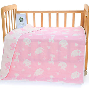 NNEDSZ Pink Animal, 6-Layer Muslin Baby Blanket - Soft Cotton Bedding for Infants and Toddlers, 110x110 cm,