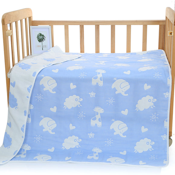 NNEDSZ Blue Animal, 6-Layer Muslin Baby Blanket - Soft Cotton Bedding for Infants and Toddlers, 110x110 cm,