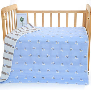 NNEDSZ Blue Cherry, 6-Layer Muslin Baby Blanket - Soft Cotton Bedding for Infants and Toddlers, 110x110 cm,