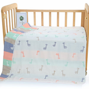 NNEDSZ Giraffe, 6-Layer Muslin Baby Blanket - Soft Cotton Bedding for Infants and Toddlers, 110x110 cm,