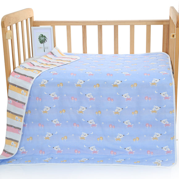 NNEDSZ Blue Dog, 6-Layer Muslin Baby Blanket - Soft Cotton Bedding for Infants and Toddlers, 110x110cm