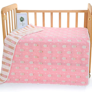 NNEDSZ Pink Fish, 6-Layer Muslin Baby Blanket - Soft Cotton Bedding for Infants and Toddlers, 110x110cm