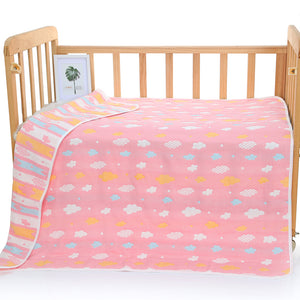 NNEDSZ Pink Clouds, 6-Layer Muslin Baby Blanket - Soft Cotton Bedding for Infants and Toddlers, 110x110cm