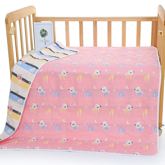 NNEDSZ Pink Dog, 6-Layer Muslin Baby Blanket - Soft Cotton Bedding for Infants and Toddlers, 110x110cm