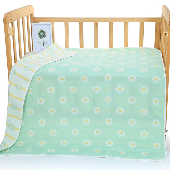 NNEDSZ Green Flower, 6-Layer Muslin Baby Blanket - Soft Cotton Bedding for Infants and Toddlers, 110x110cm
