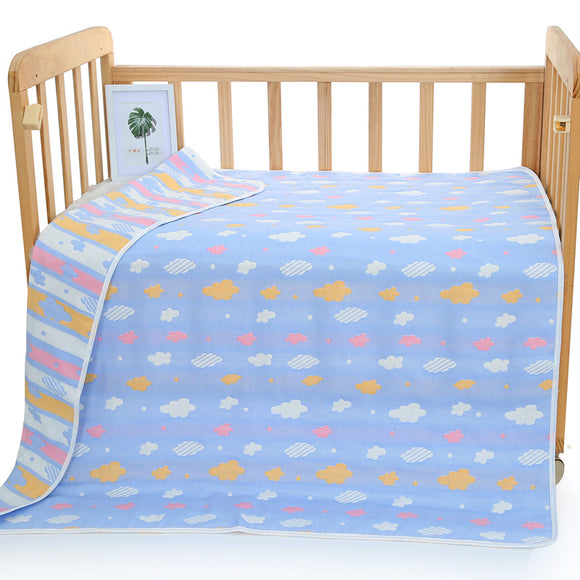 NNEDSZ Blue Clouds, 6-Layer Muslin Baby Blanket - Soft Cotton Bedding for Infants and Toddlers, 110x110cm