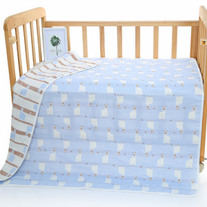 NNEDSZ Blue Alpaca, 6-Layer Muslin Baby Blanket - Soft Cotton Bedding for Infants and Toddlers, 110x110cm