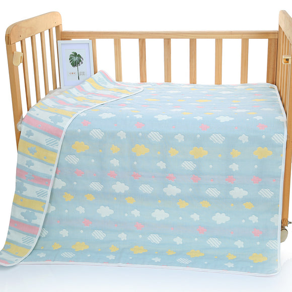 NNEDSZ Cyan Clouds, 6-Layer Muslin Baby Blanket - Soft Cotton Bedding for Infants and Toddlers, 110x110cm