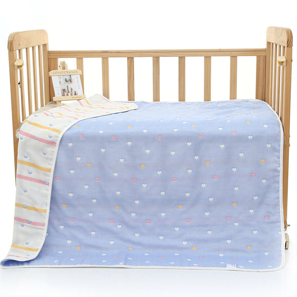 NNEDSZ Blue love heart, 6-Layer Muslin Baby Blanket - Soft Cotton Bedding for Infants and Toddlers, 110x110cm