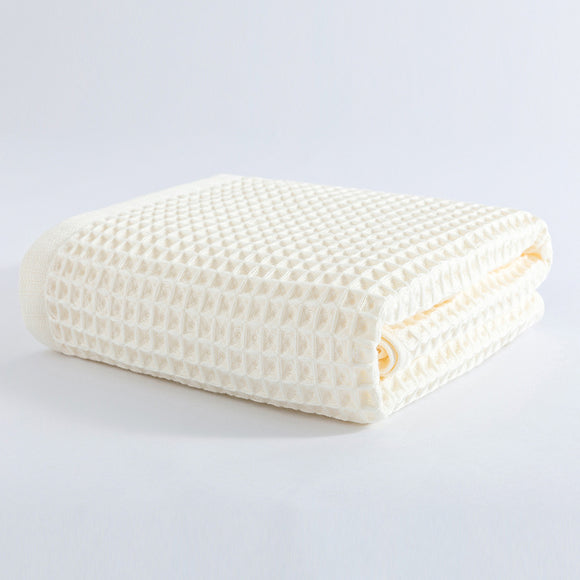 NNEDSZ White Pure Cotton Waffle Weave Bath Towel - Soft, Absorbent & Extra Large 70x140 cm for Home Use