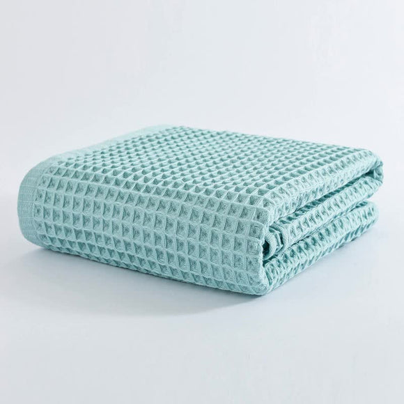 NNEDSZ Green Pure Cotton Waffle Weave Bath Towel - Soft, Absorbent & Extra Large 70x140 cm for Home Use