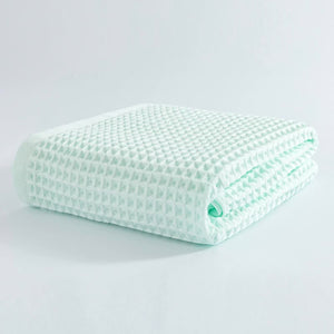 NNEDSZ Light Green Pure Cotton Waffle Weave Bath Towel - Soft, Absorbent & Extra Large 70x140 cm for Home Use