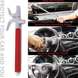 NNEDSZ Black Multifunctional Car Steering Wheel Lock - Adjustable and Telescopic Anti-theft & Window Breaker Safety Tool