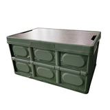 NNEDSZ 30L Green Foldable Storage Box with Wooden Lid - Multifunctional Car Organizer, Outdoor Folding Storage Container