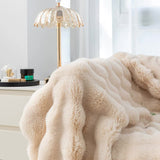 NNEDSZ Red 130*160cm Plush Toscana Rabbit Hair Throw Blanket - Soft Flannel Fleece for All Seasons, Perfect for Couch & Bed