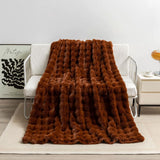NNEDSZ Dark Brown 130*160cm Plush Toscana Rabbit Hair Throw Blanket - Soft Flannel Fleece for All Seasons, Perfect for Couch & Bed