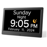 NNEDSZ Black 10.1-Inch Digital Clock with Medication Reminders & Multi-Function Alarm - Ideal for Elderly Care