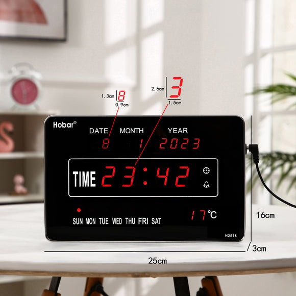 NNEDSZ Elegant 10-Inch LED Digital Wall Clock with Perpetual Calendar & Temperature Display