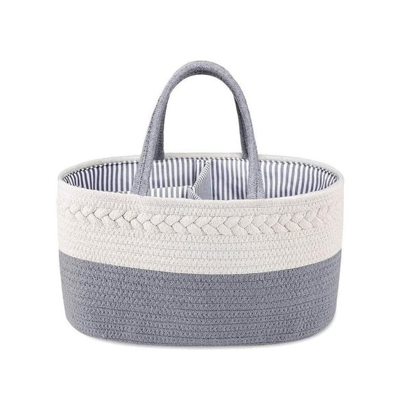 NNEDSZ Grey Stylish Cotton Rope Basket for Clothing & Toys - Woven Storage Organizer, 38x23x18cm