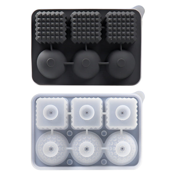 NNEDSZ 2 PCS Sphere & Square Ice Cube Tray (Black) - Novelty Silicone Ice Maker for Whiskey Cocktails
