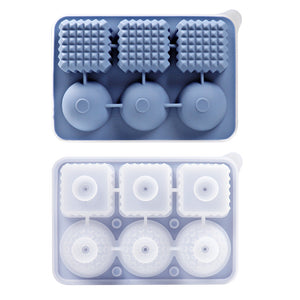 NNEDSZ 2 PCS Sphere & Square Ice Cube Tray (Blue) - Novelty Silicone Ice Maker for Whiskey Cocktails