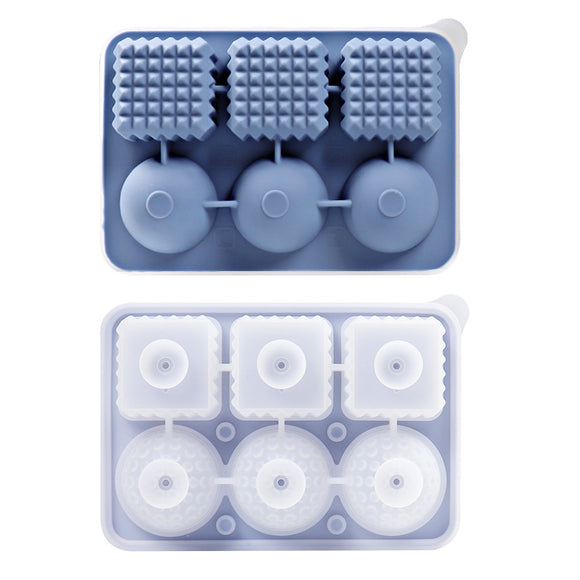 NNEDSZ 2 PCS Sphere & Square Ice Cube Tray (Blue) - Novelty Silicone Ice Maker for Whiskey Cocktails