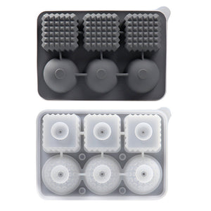 NNEDSZ 2 PCS Sphere & Square Ice Cube Tray (Gray) - Novelty Silicone Ice Maker for Whiskey Cocktails